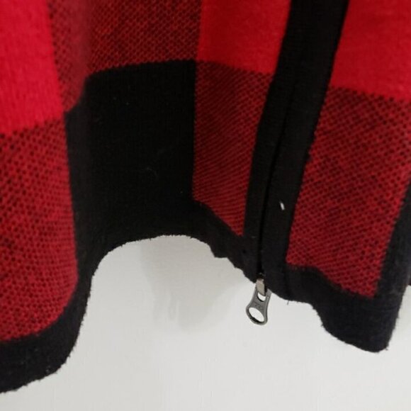 Adrienne Vittadini Red and Black Buffalo Check Full Zip Sweater Women's Sz M - Picture 5 of 7
